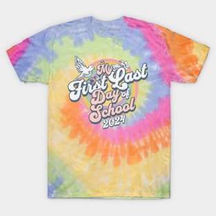 My First Last School Day of 2024 Groovy School Senior T-Shirt